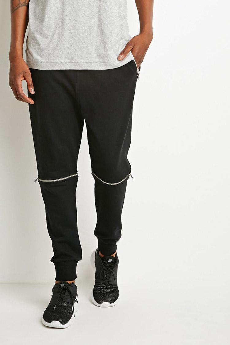 Forever 21 Cotton Convertible Zipper Sweatpants in Black for Men - Lyst