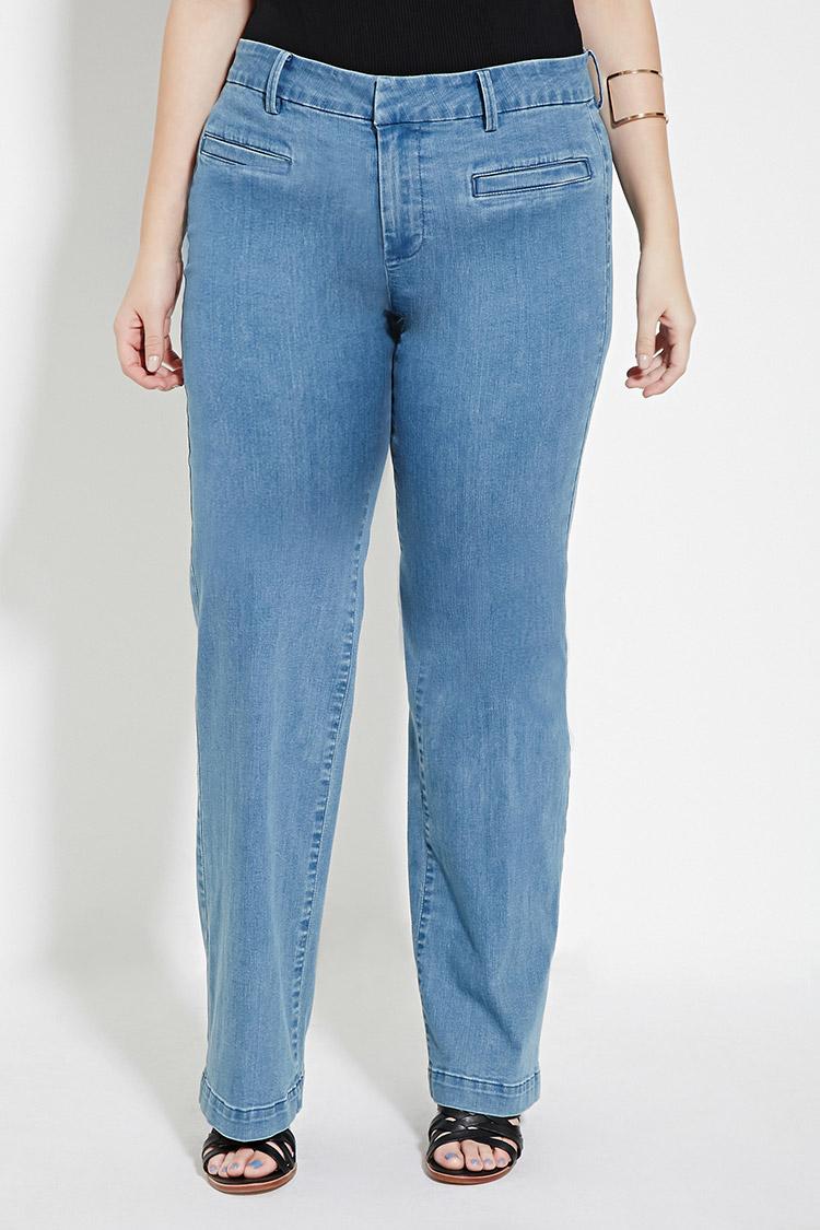 Forever 21 Denim Plus Size Wide-leg Jeans in Blue - Lyst