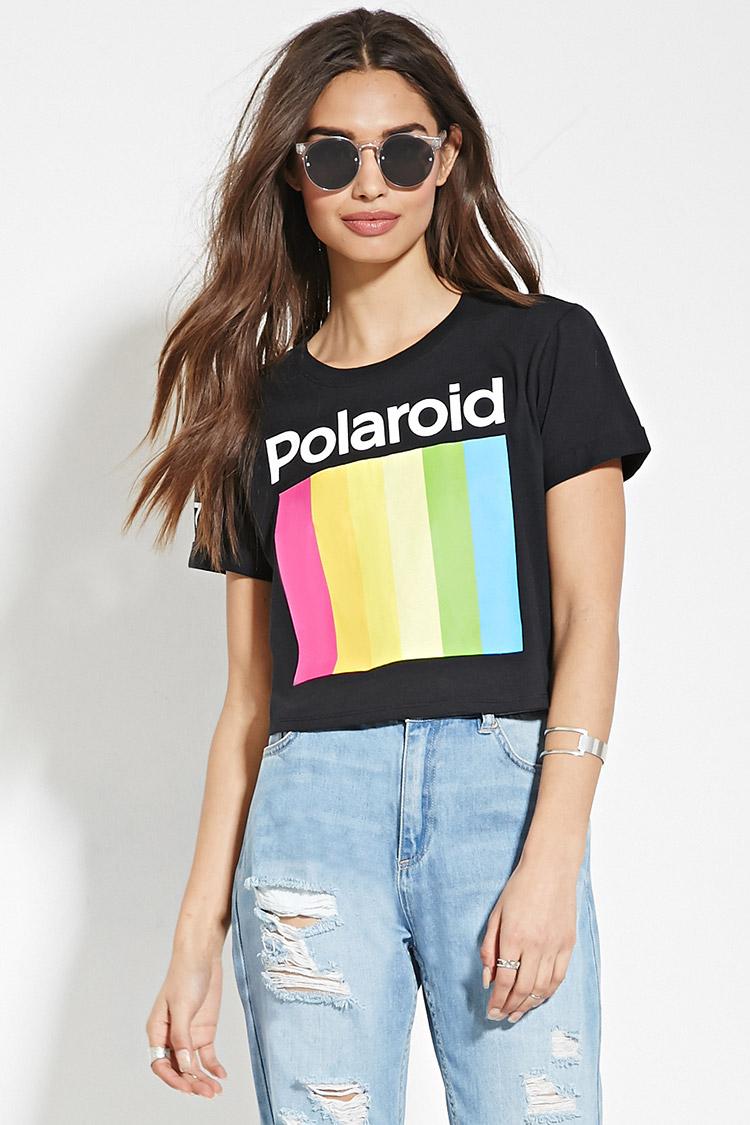 polaroid crop top sweatshirt