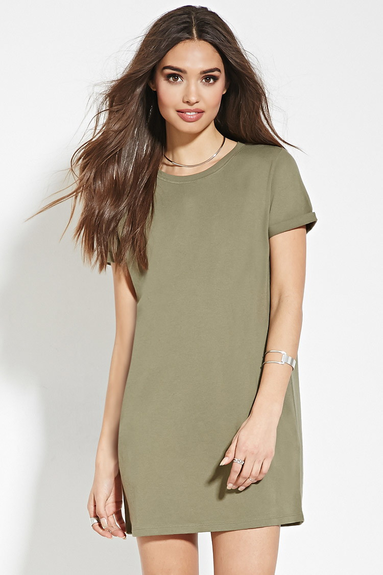 olive green shirt dress