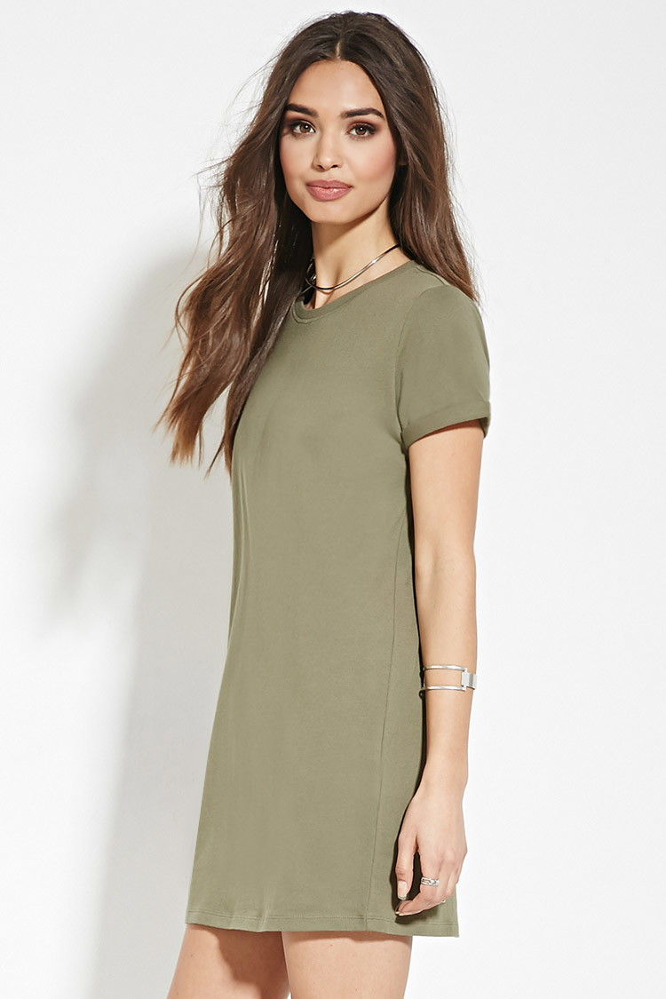 olive green tee shirt dress
