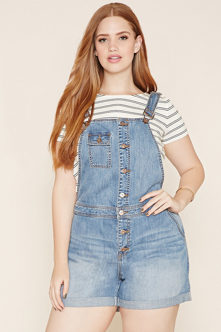 jean overall shorts plus size