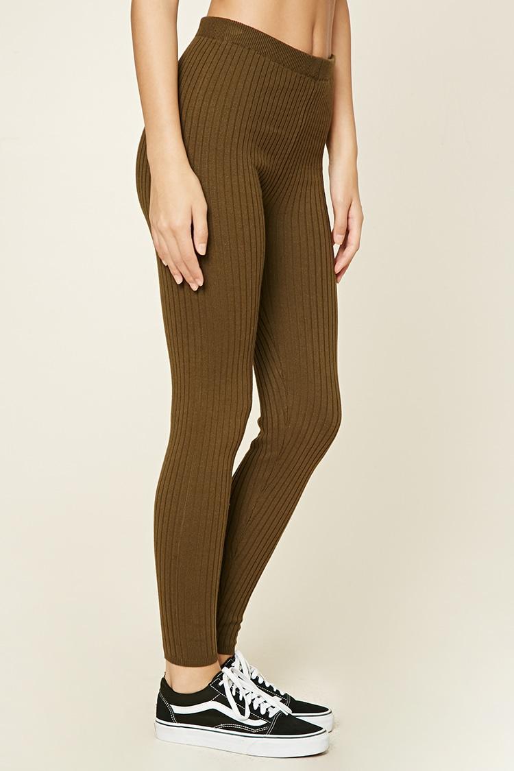 Lyst Forever 21 Ribbed Sweater Knit Leggings in Green