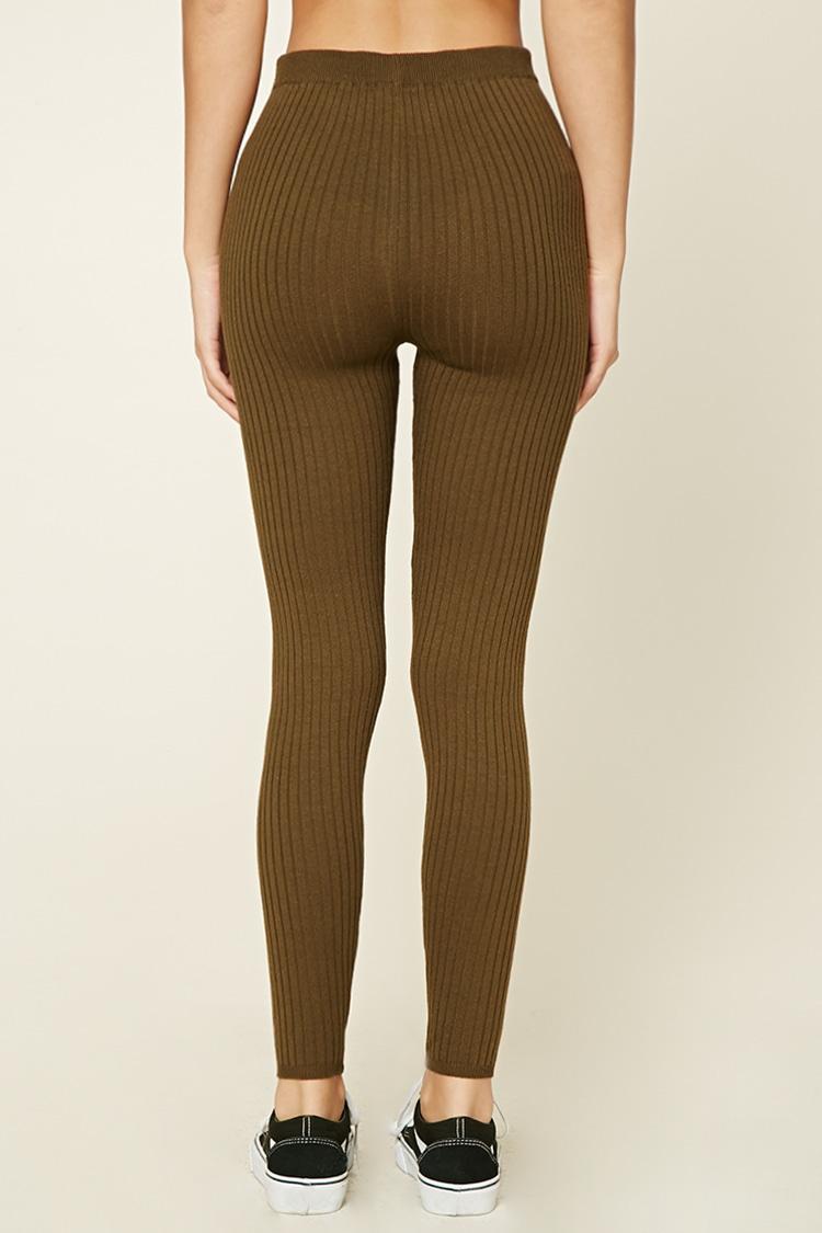 Lyst Forever 21 Ribbed Sweater Knit Leggings in Green