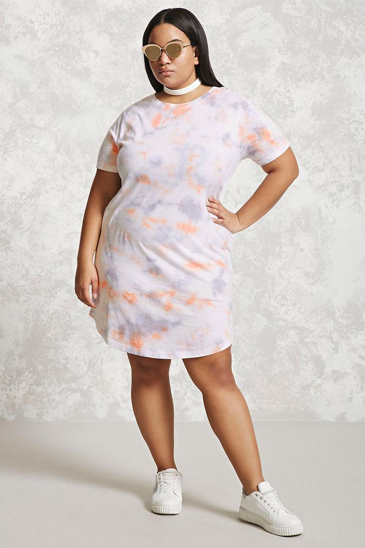 tie dye t shirt dress plus size