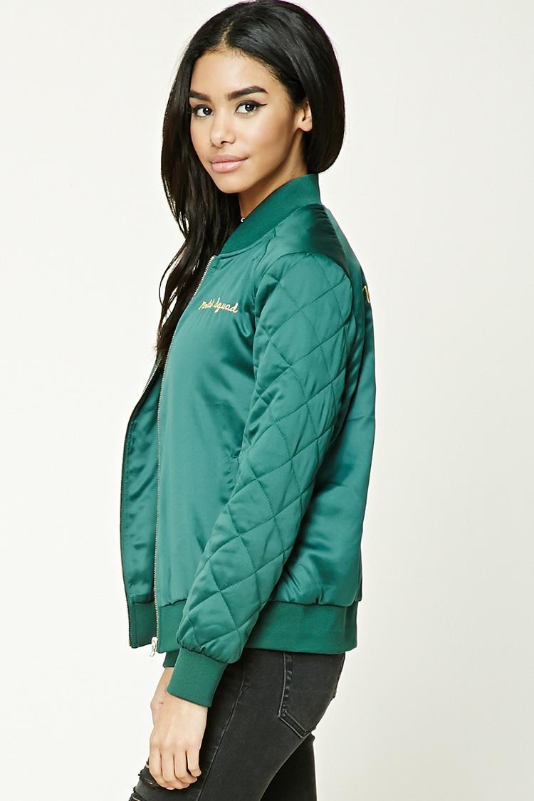 Forever 21 Model Squad Bomber Jacket in Green Lyst