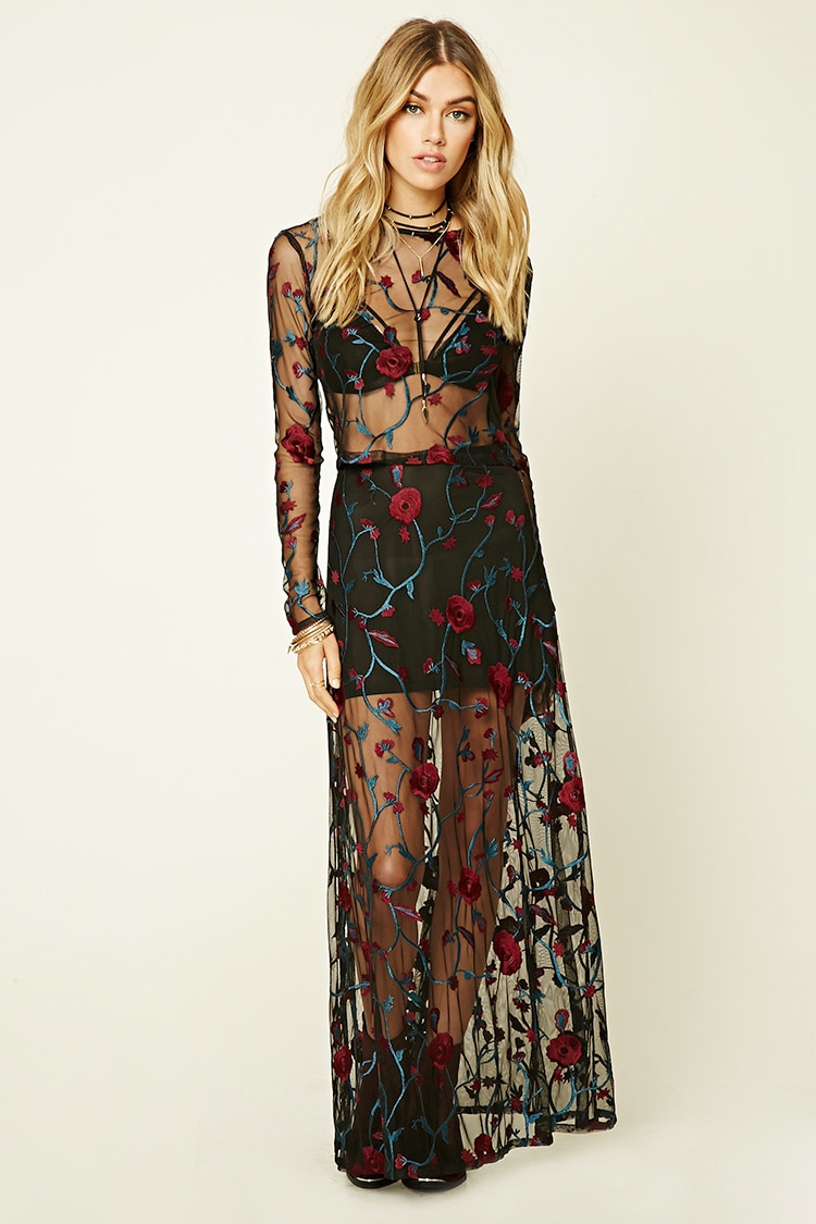 floral embroidered maxi dress forever 21
