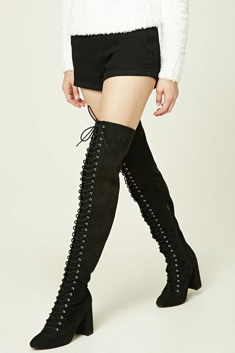 black thigh high boots forever 21