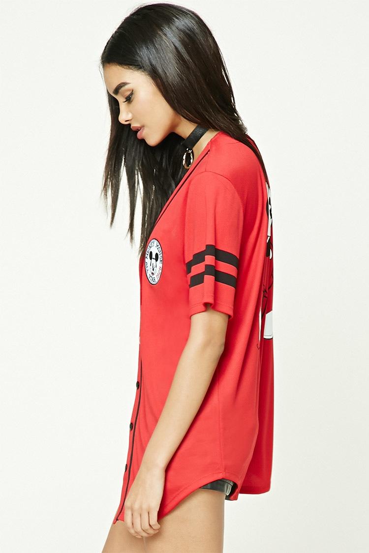 Forever 21 Mickey Mouse Baseball Jersey in Black Lyst