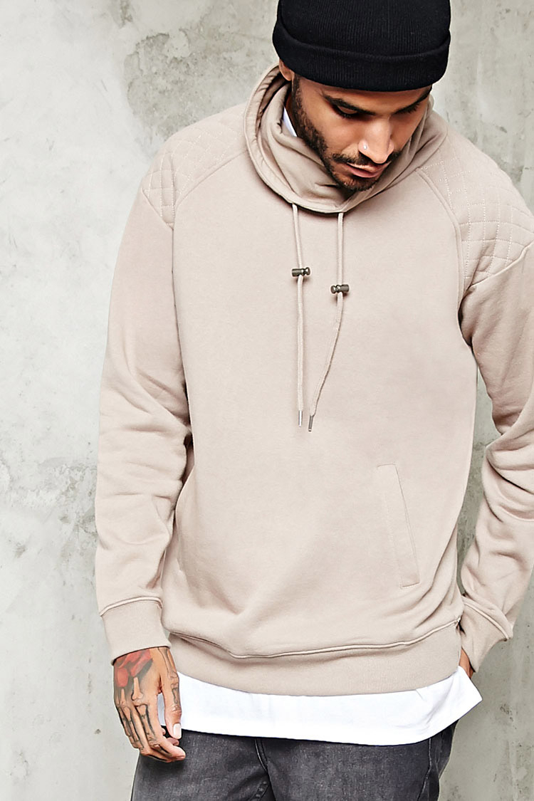 quilted cowl neck pullover