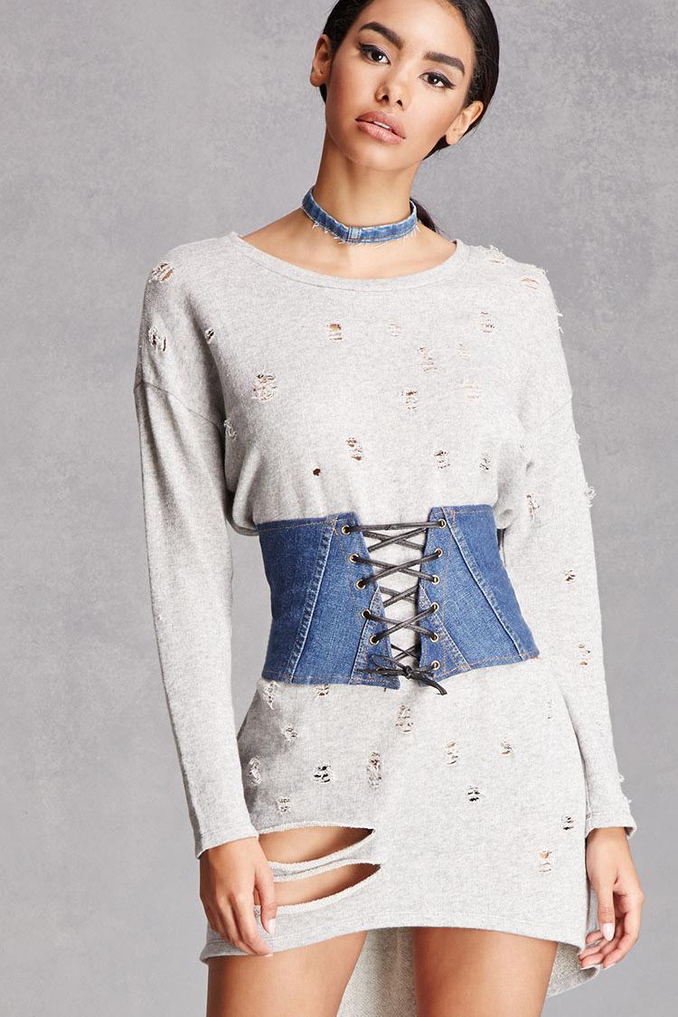 creative denim bustier top