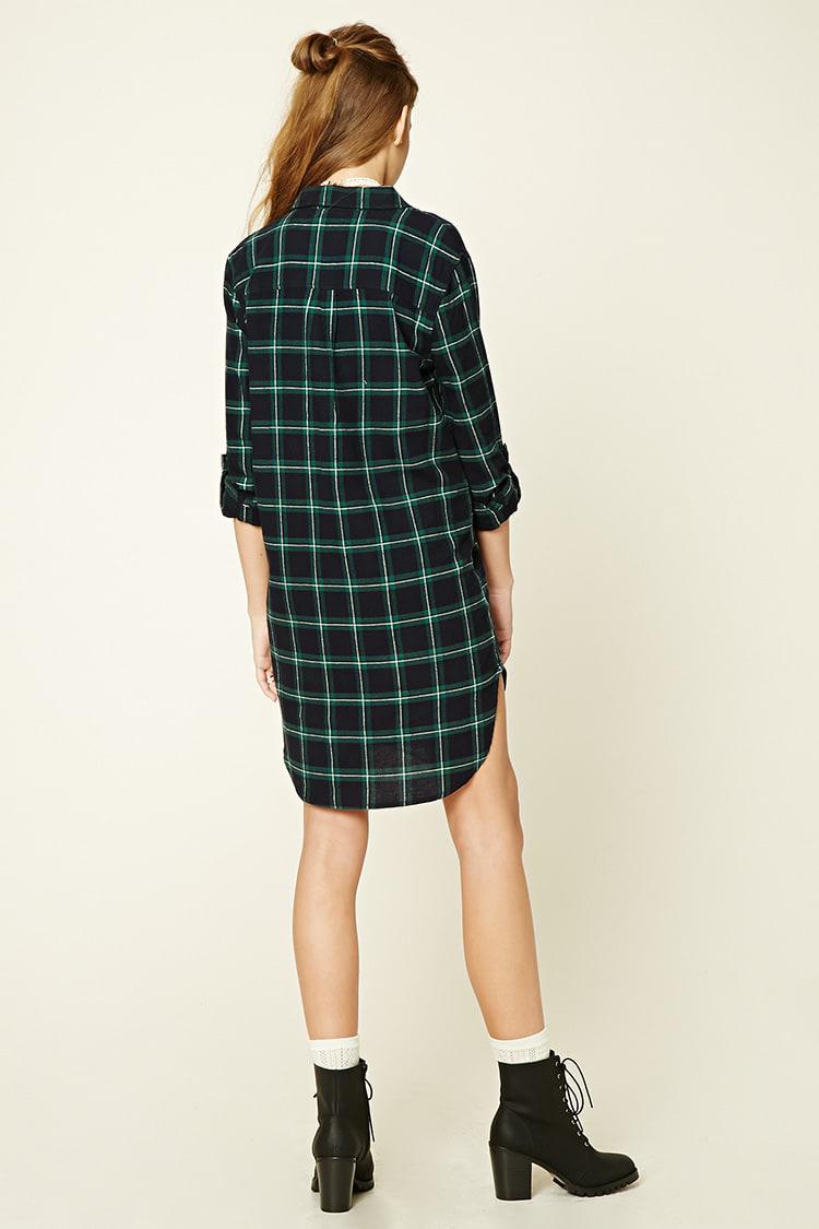 Forever 21 Plaid Flannel Shirt Dress in ...