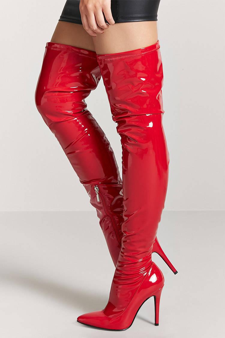 red thigh boots