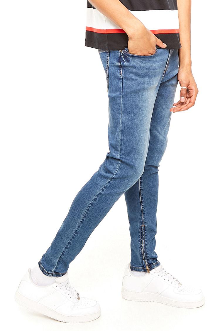 Forever 21 Denim Ankle Zipper Skinny Jeans in Denim Washed (Blue) for Men -  Lyst