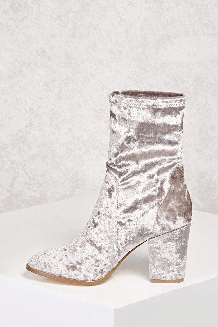 gray velvet booties