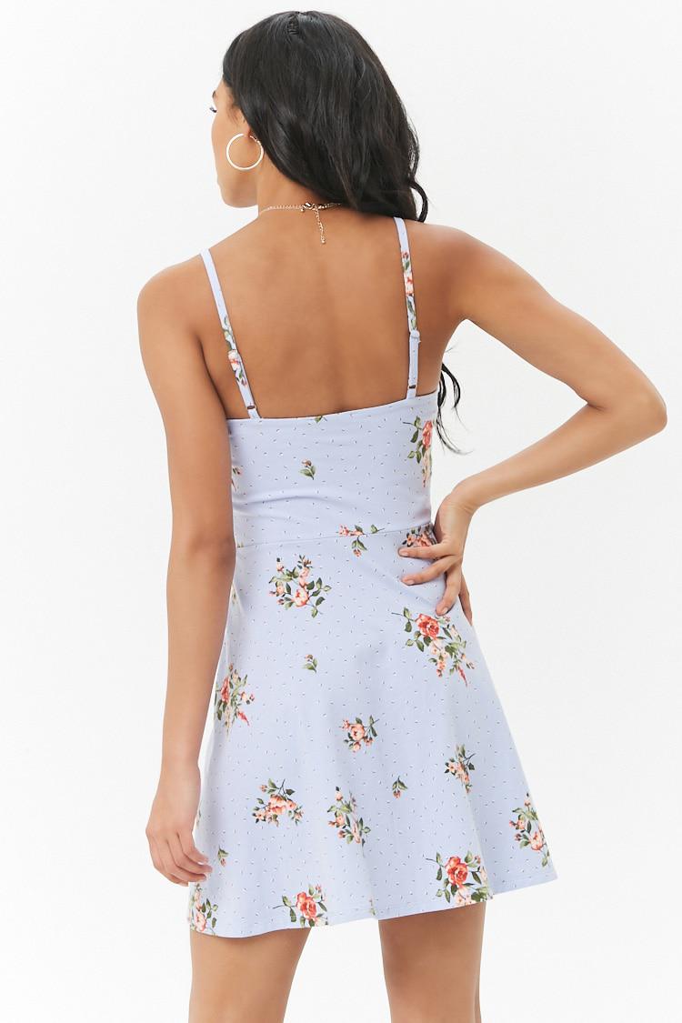 forever 21 floral tie front fit and flare mini dress