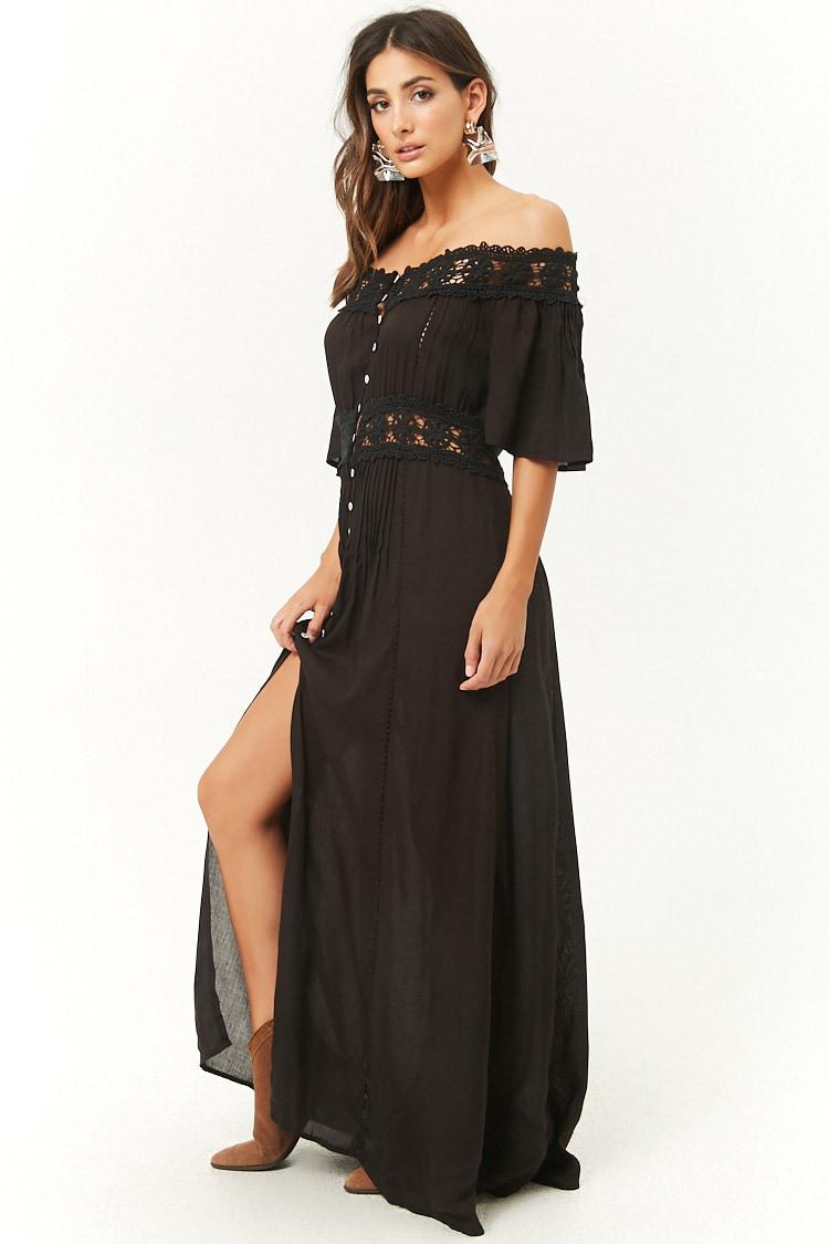 black bohemian maxi dress