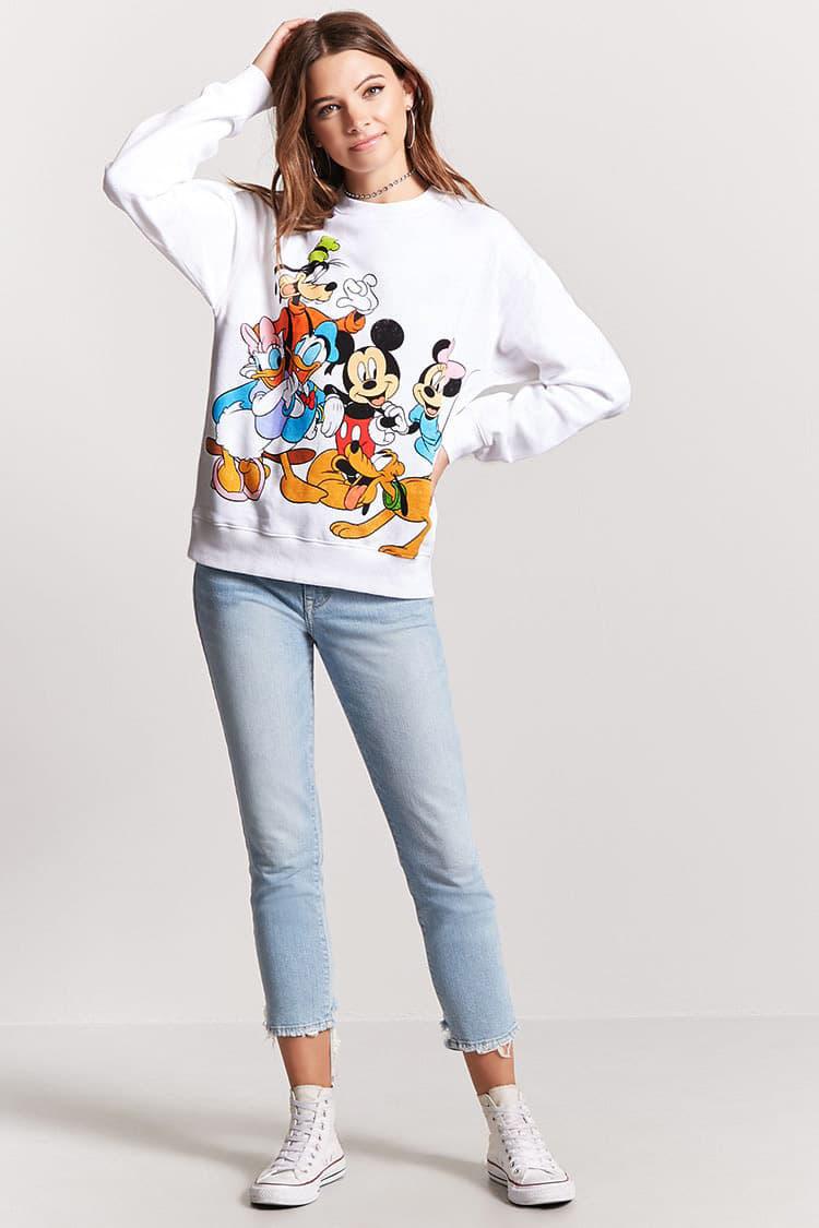 Forever 21 Fleece Disney Graphic Sweatshirt In White Black White Lyst