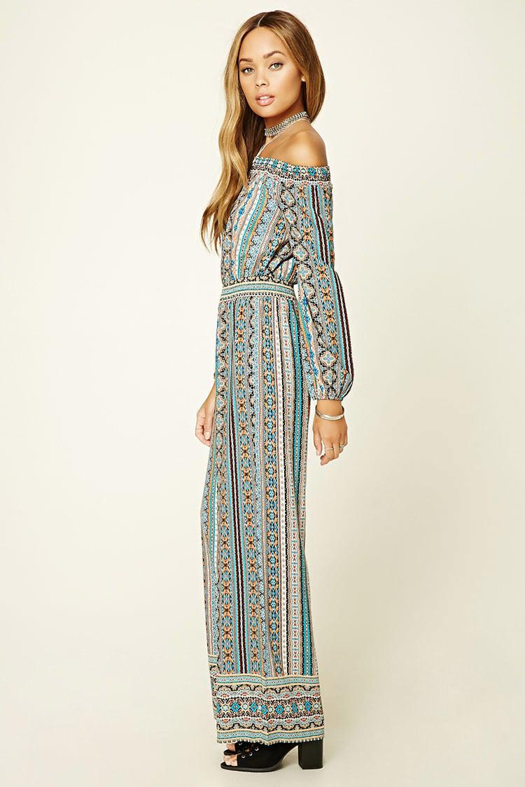 Lyst Forever 21 Ornate Print Jumpsuit in Green