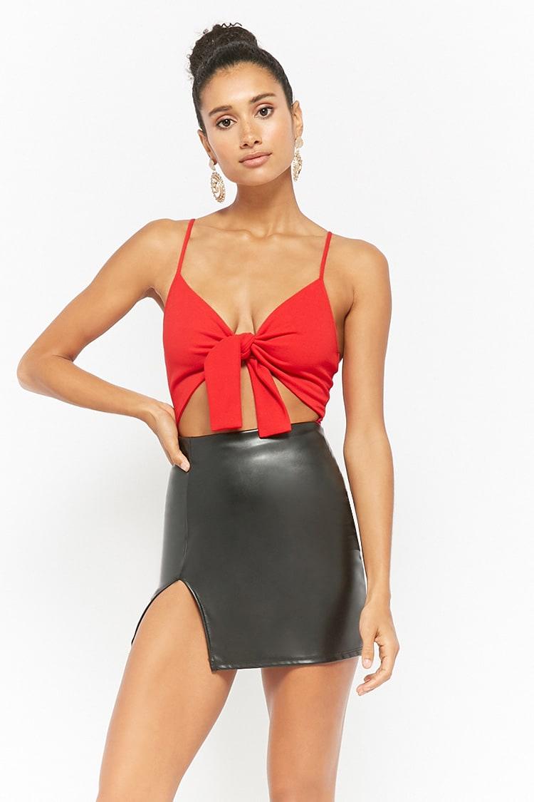 red cut out bodysuit