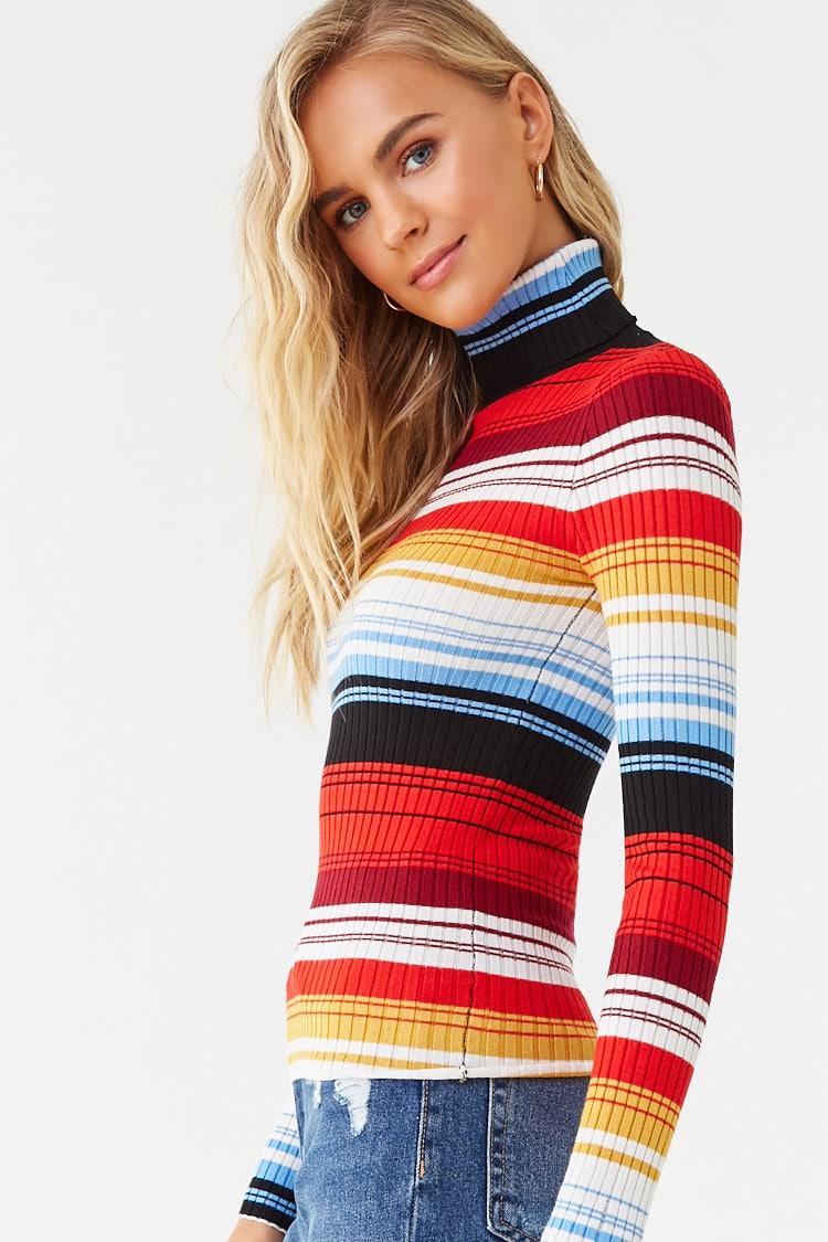 ribbed striped turtleneck