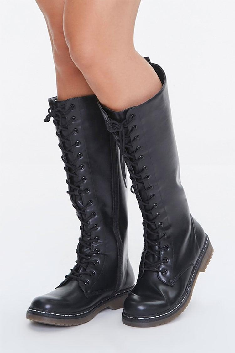 Forever 21 Laceup Combat Boots in Black Lyst