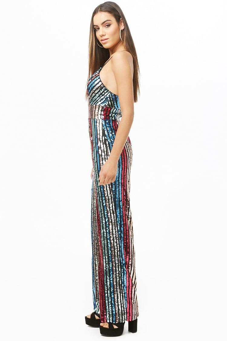 sequin multi color jumpsuit