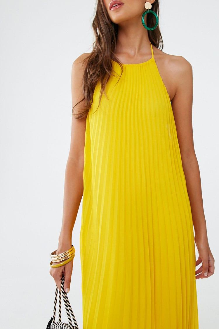 halter pleated dress