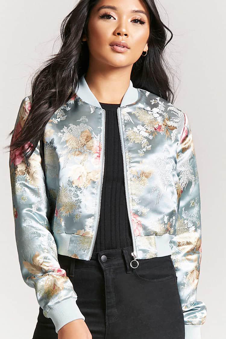bomber jacket flowers