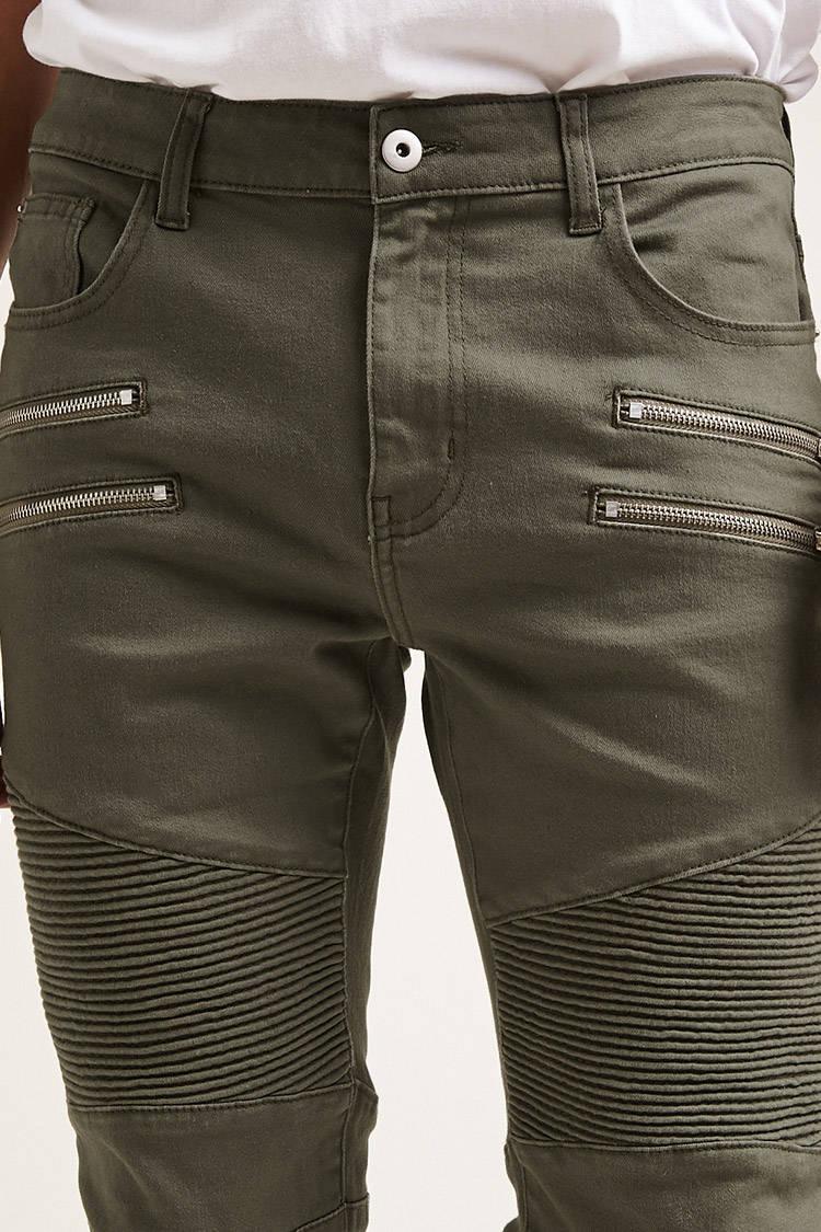 green moto jeans