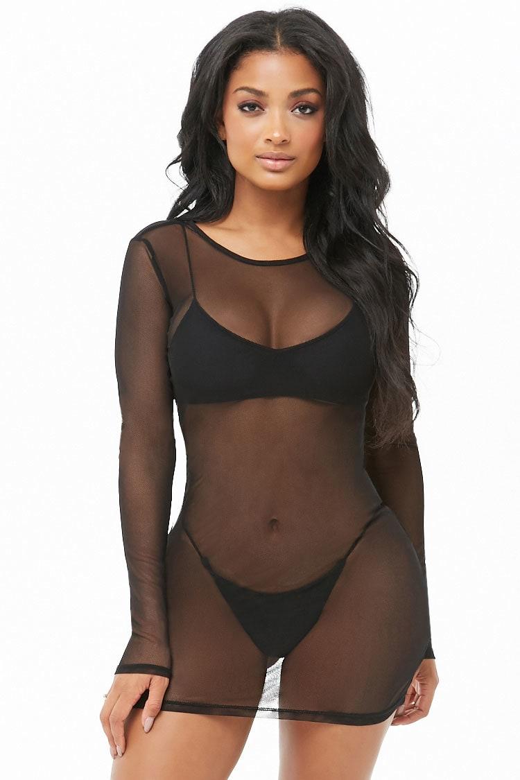 black sheer swim cover up