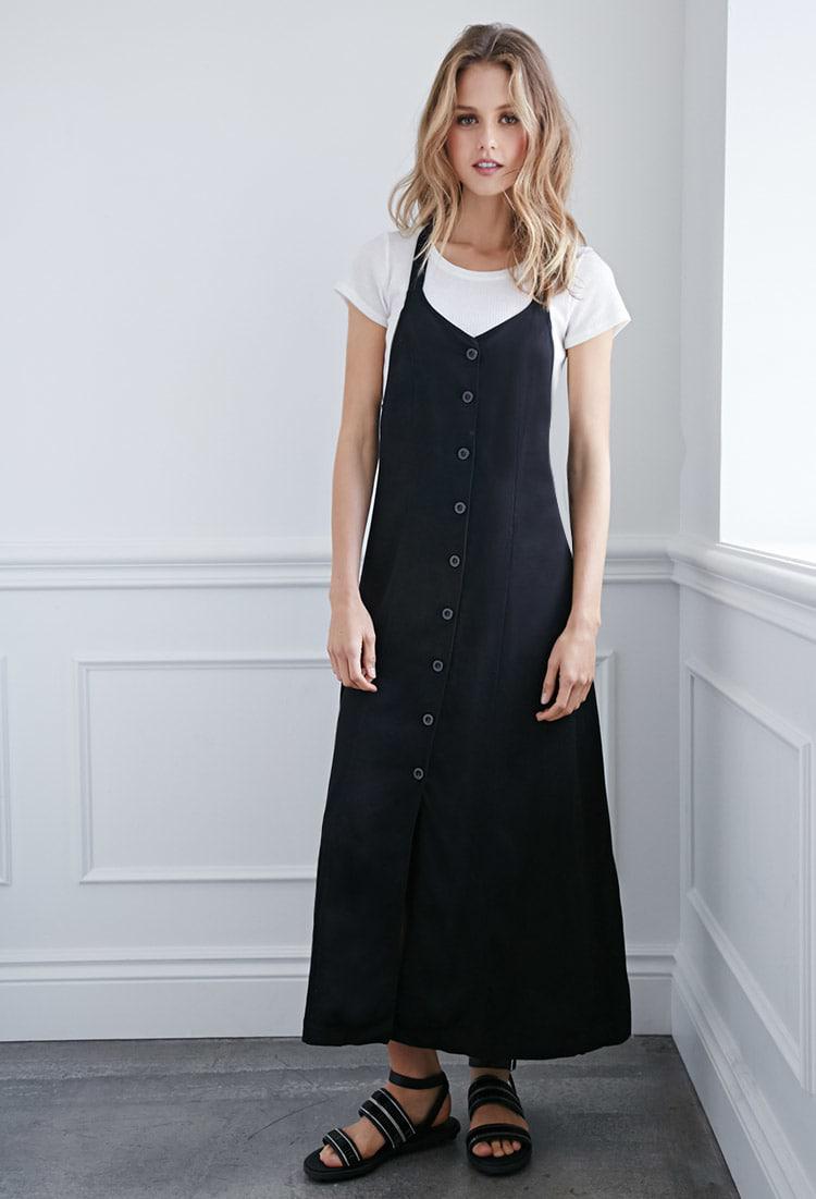 black button down maxi dress