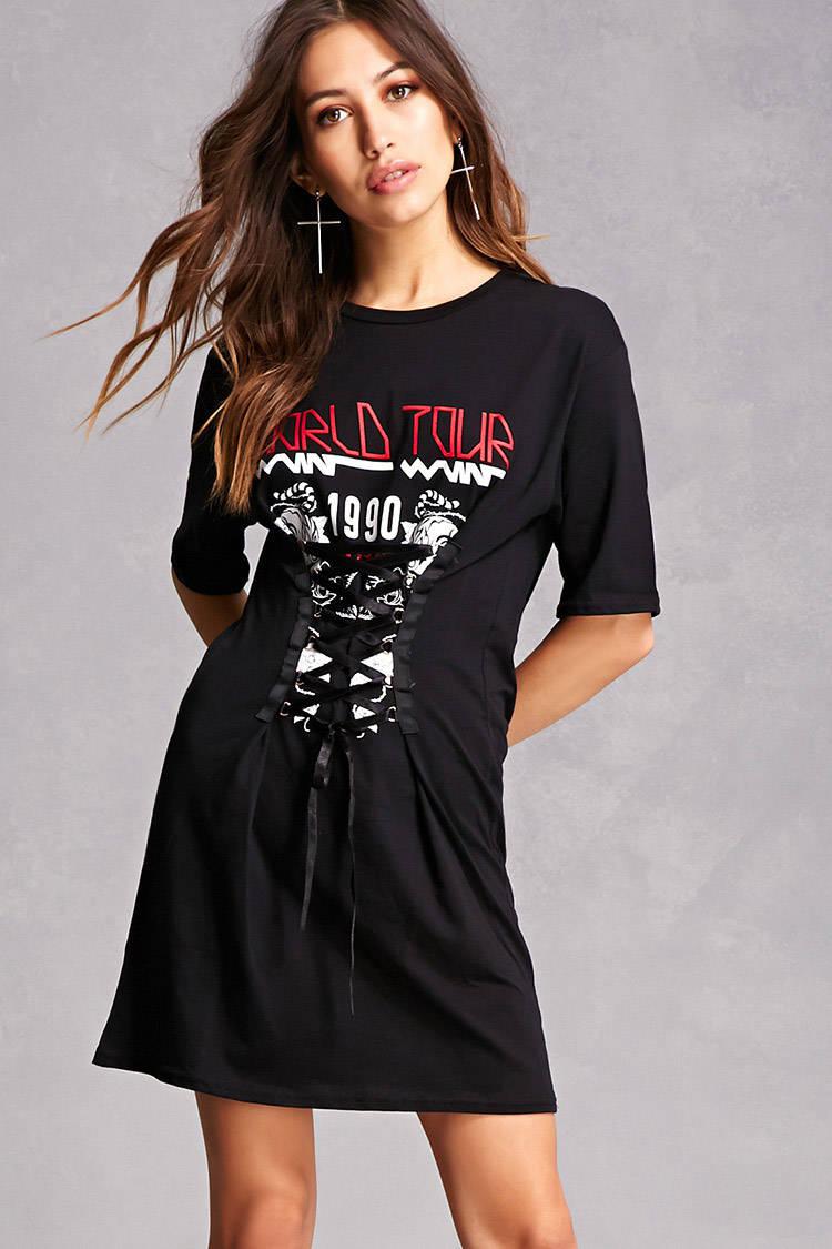 Lyst Forever 21 Tour Corset Tshirt Dress in Black
