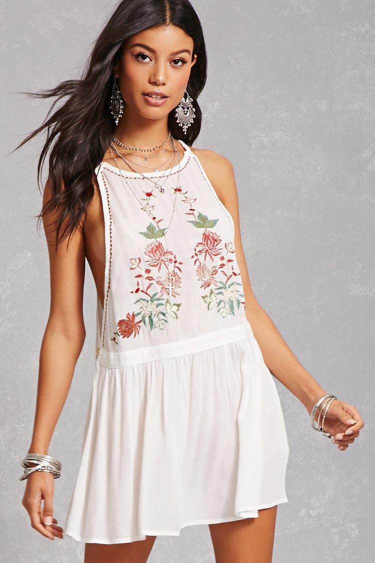 white embroidered dress forever 21