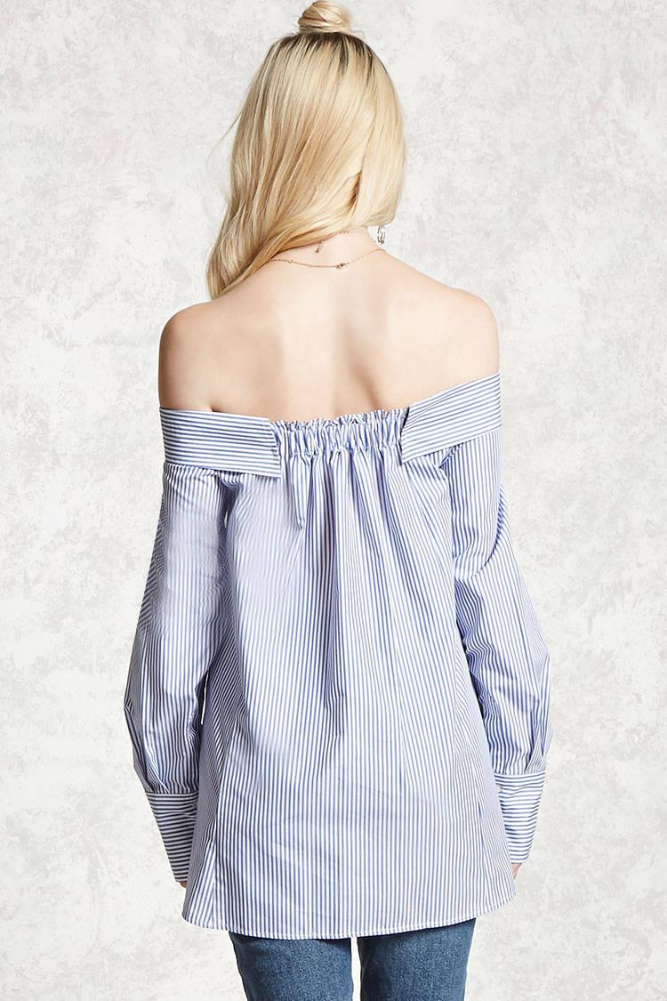 forever 21 striped off the shoulder top