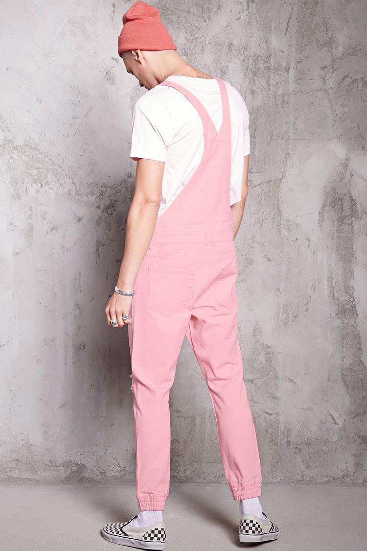 Forever 21 Distressed Denim Overalls in Pink for Men - Lyst