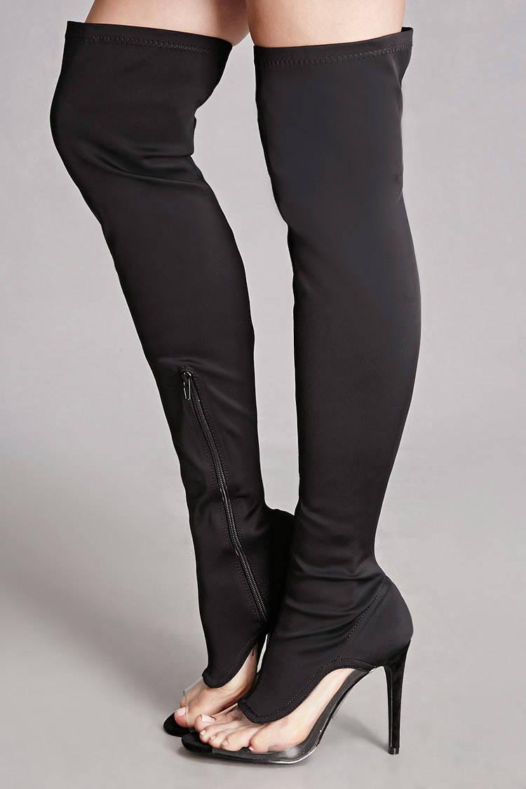 Forever 21 Clear Panel Overtheknee Boots in Black Lyst