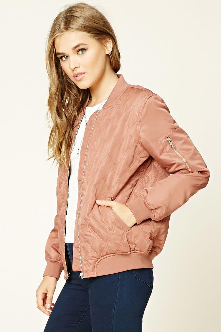 Pink Bomber Jackets Forever 21 Forever 21 Jacket Quilted