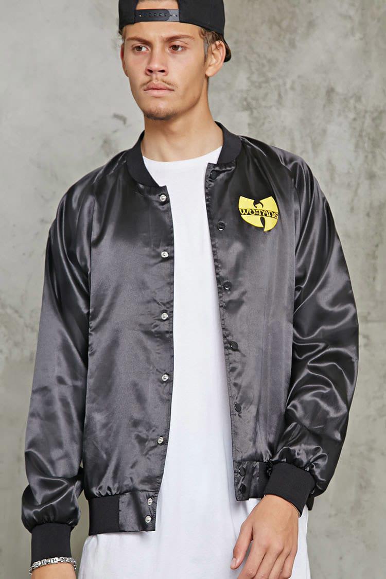 Forever 21 's Wu-tang Graphic Satin Jacket in Black/Yellow (Black 