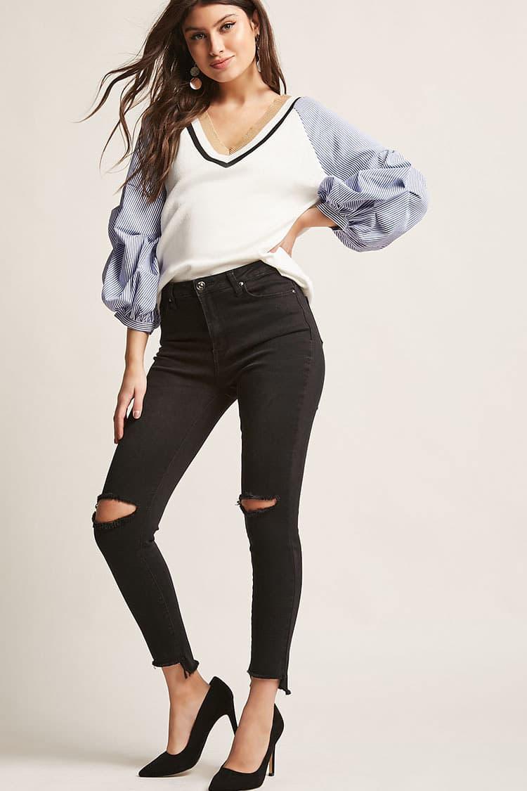 forever 21 black ripped jeans