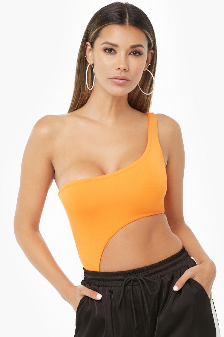 one shoulder cutout bodysuit