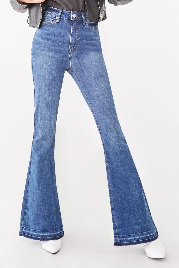 split hem flare jeans