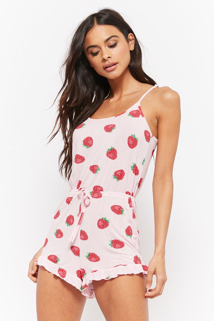 strawberry romper womens