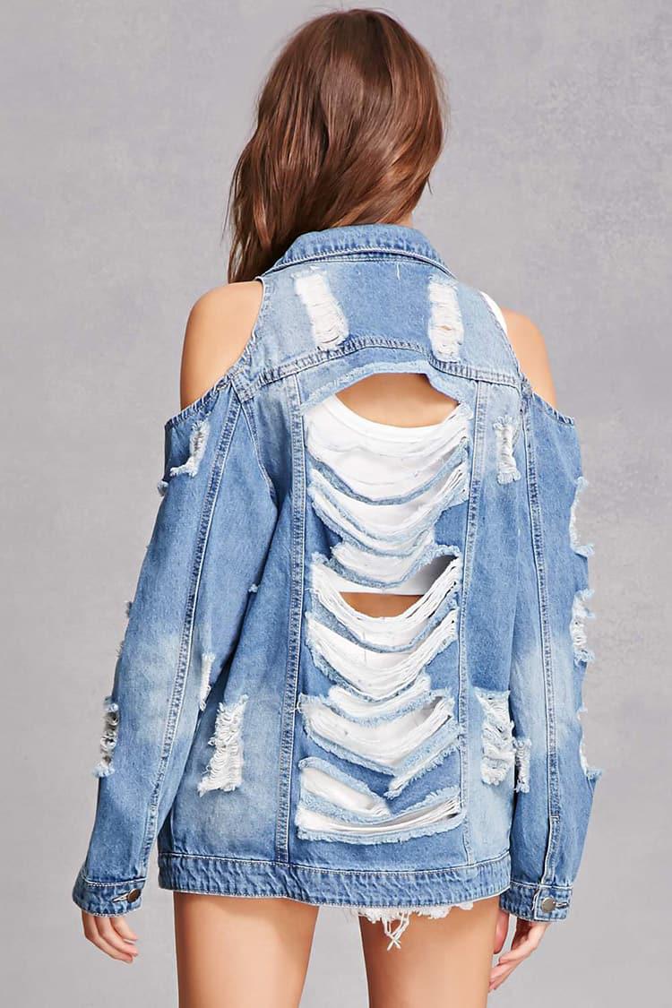 open shoulder denim jacket