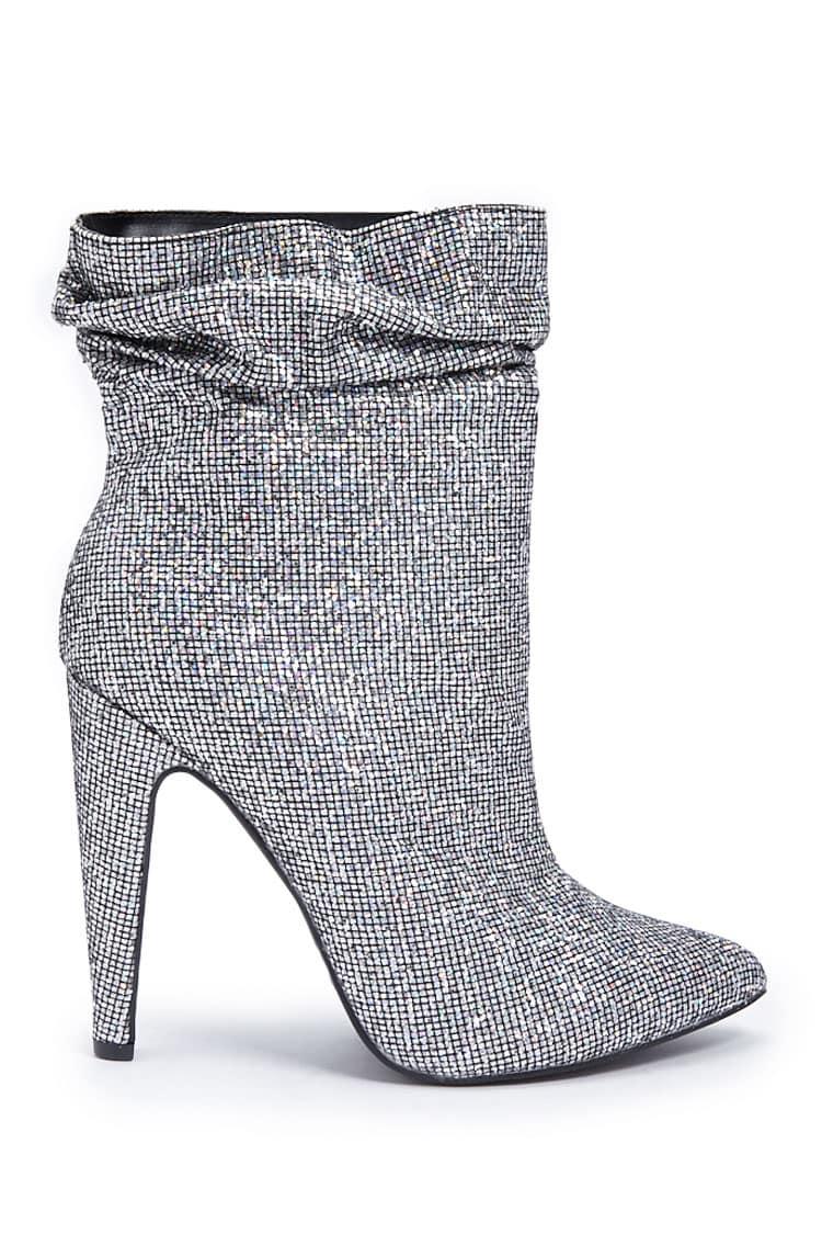 silver glitter booties