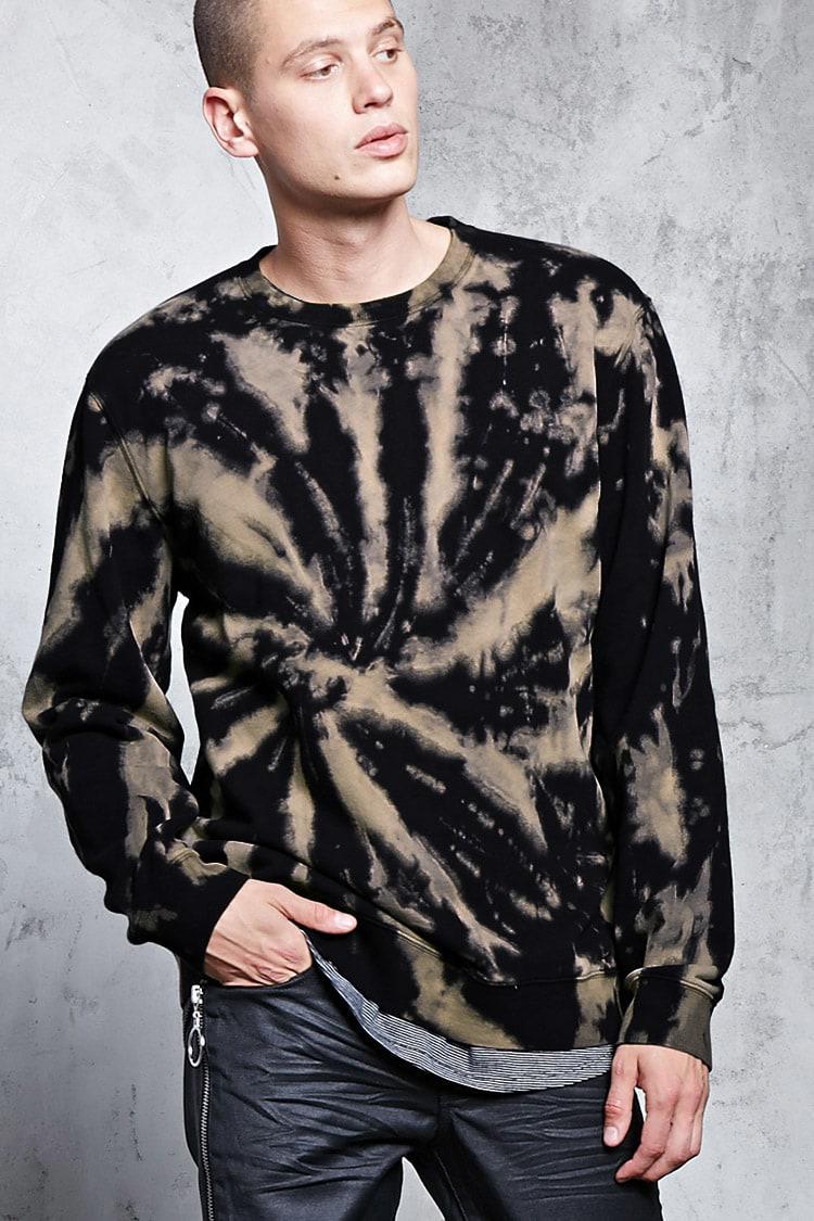 Lyst Forever 21 Tiedye Knit Sweatshirt in Black for Men