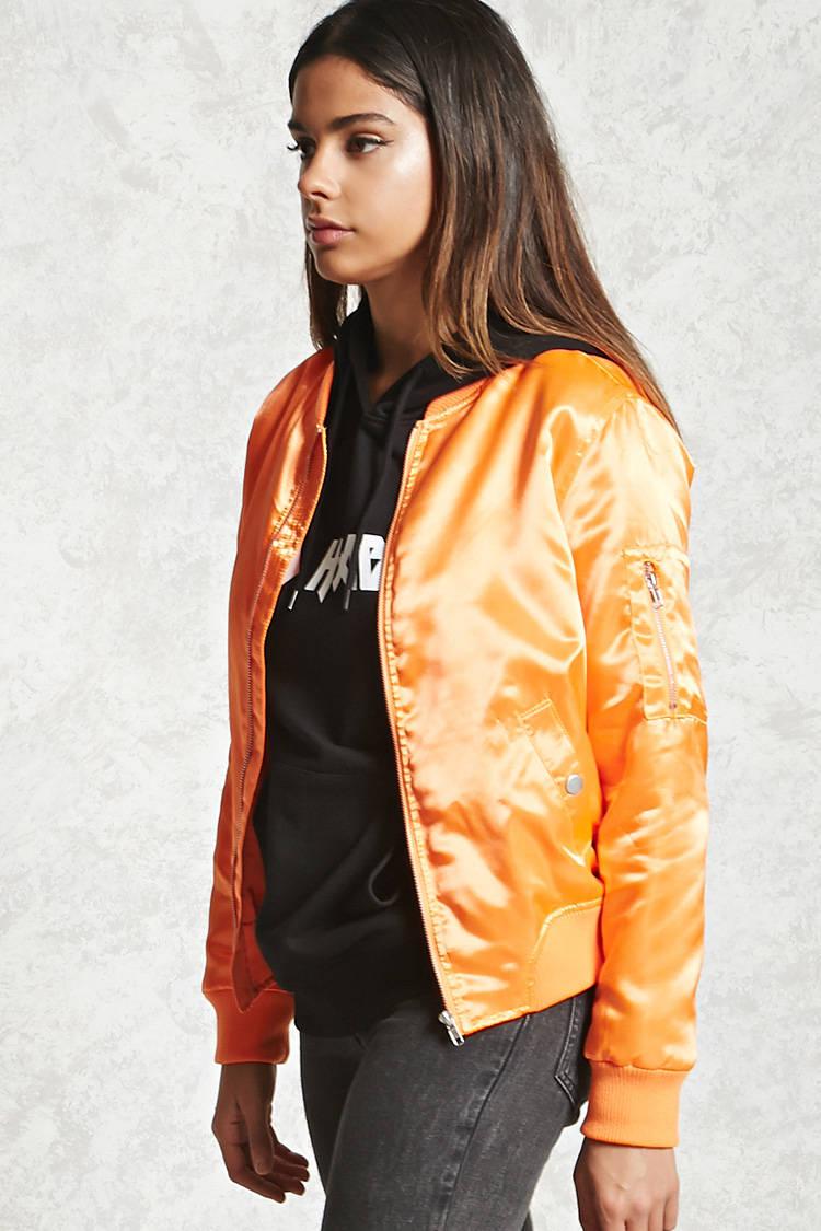 orange bomber jacket womens