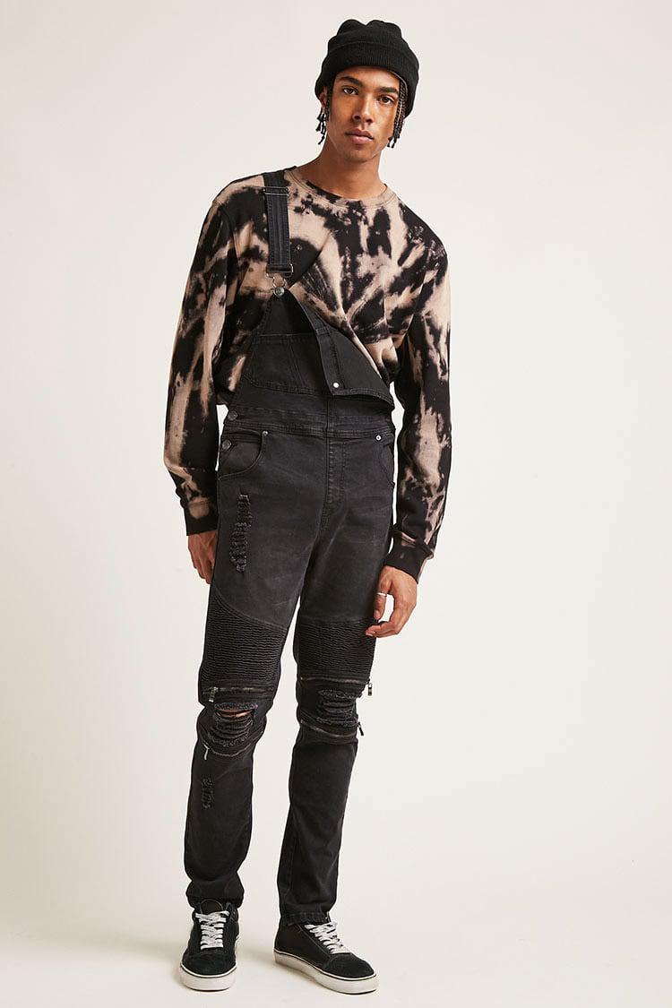 mens black ripped overalls