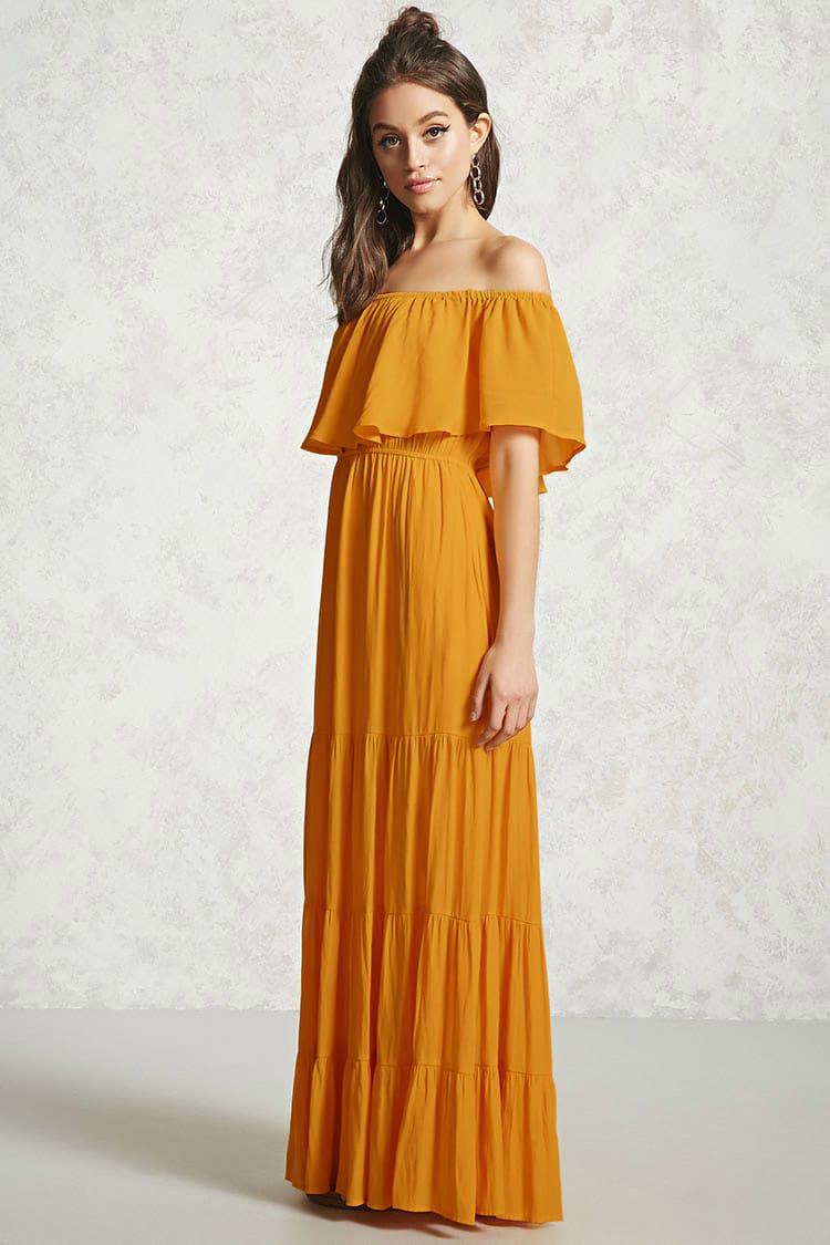 forever 21 off shoulder maxi dress