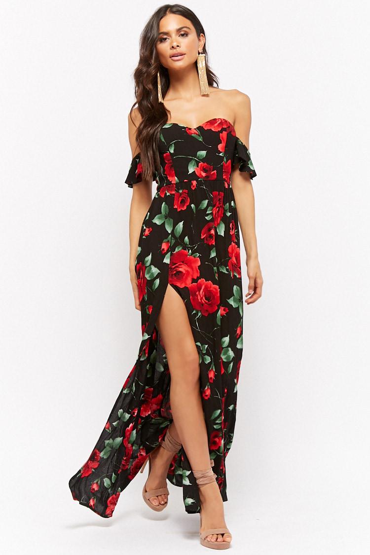 Forever 21 Rose Print Maxi Dress in ...